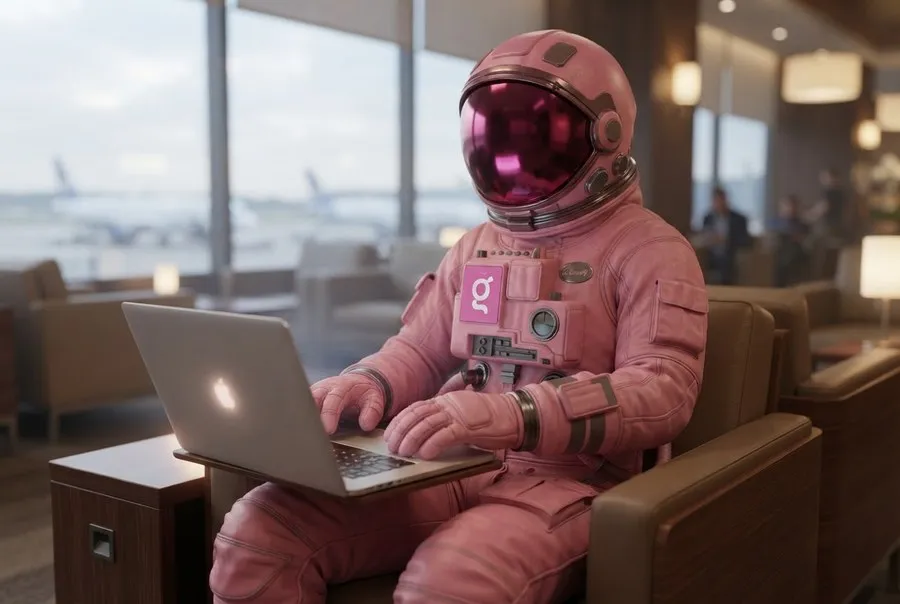 Astronauta trabajando con una notebook
